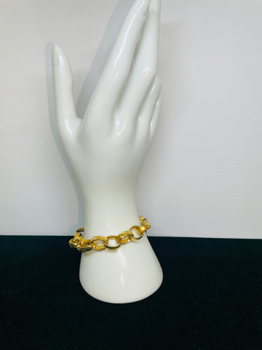 Etched Goldtone Oval Link Bracelet